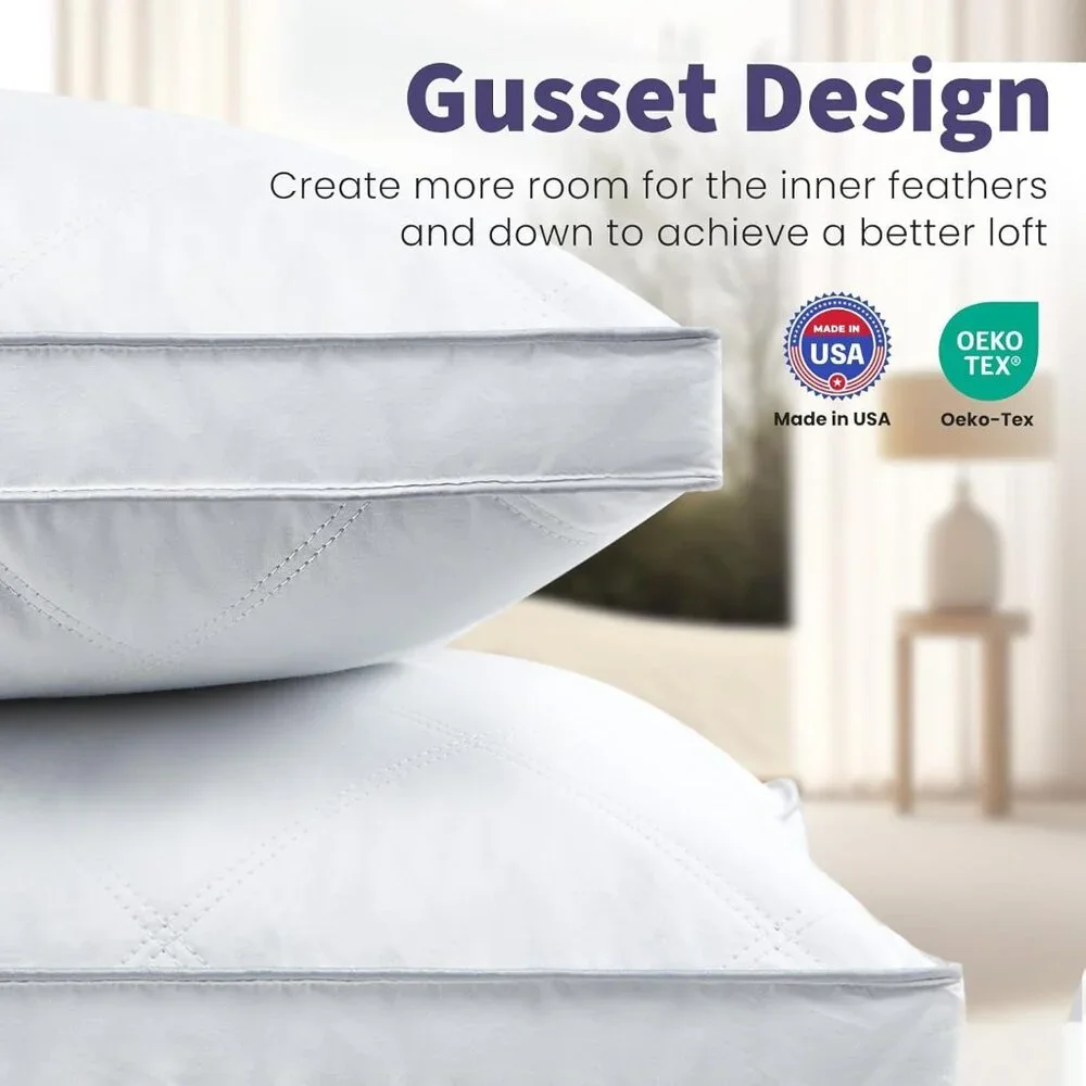 Goose Feather Down Pillow Standard Size Set of 2